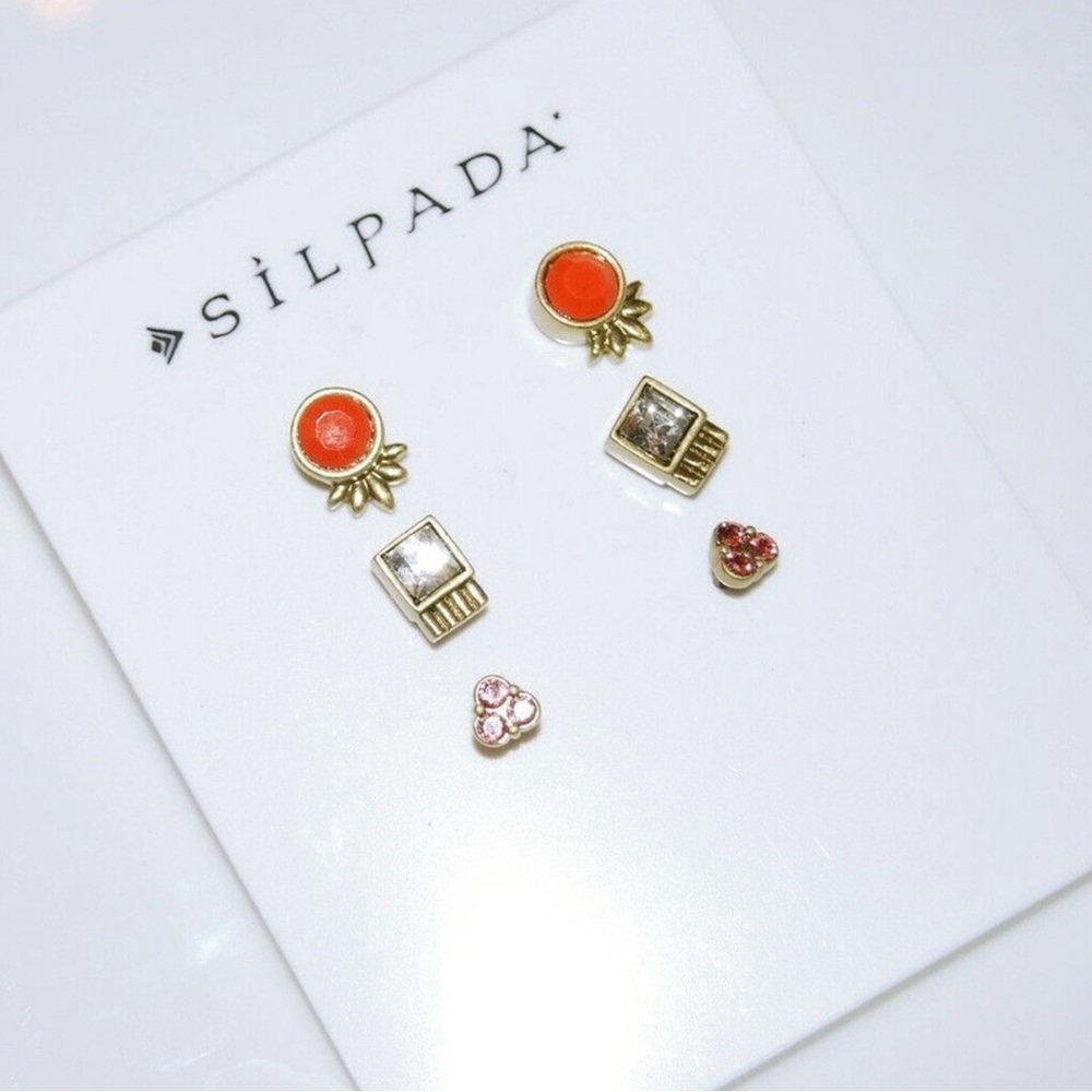 Silpada Color Riot Post Earrings Swarovski Crystal Brass NWT - Picture 8 of 10